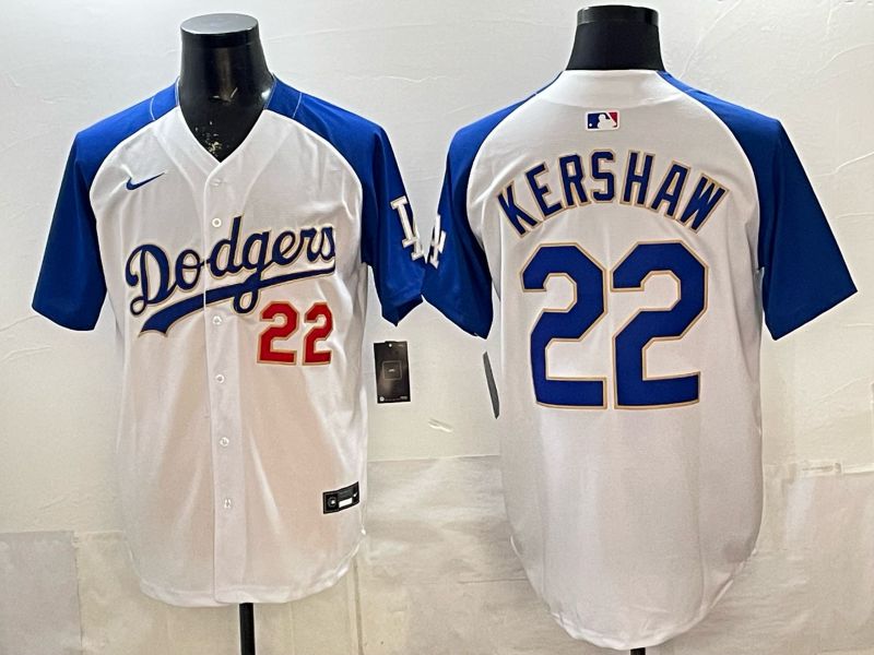 Men Los Angeles Dodgers #22 Kershaw White blue Game 2026 Nike MLB Jersey style 0061->los angeles dodgers->MLB Jersey